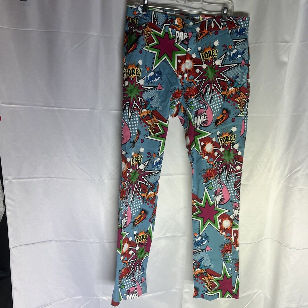 Royal & Awesome Pants Men's 34x42 Golf Multi Color Loud Shank Fore Par Eagle